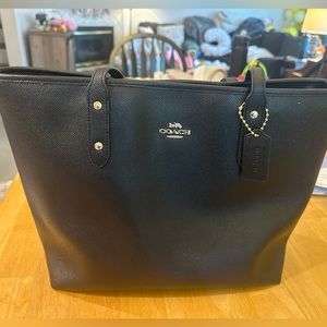 Coach Black Leather Tote - Like New!